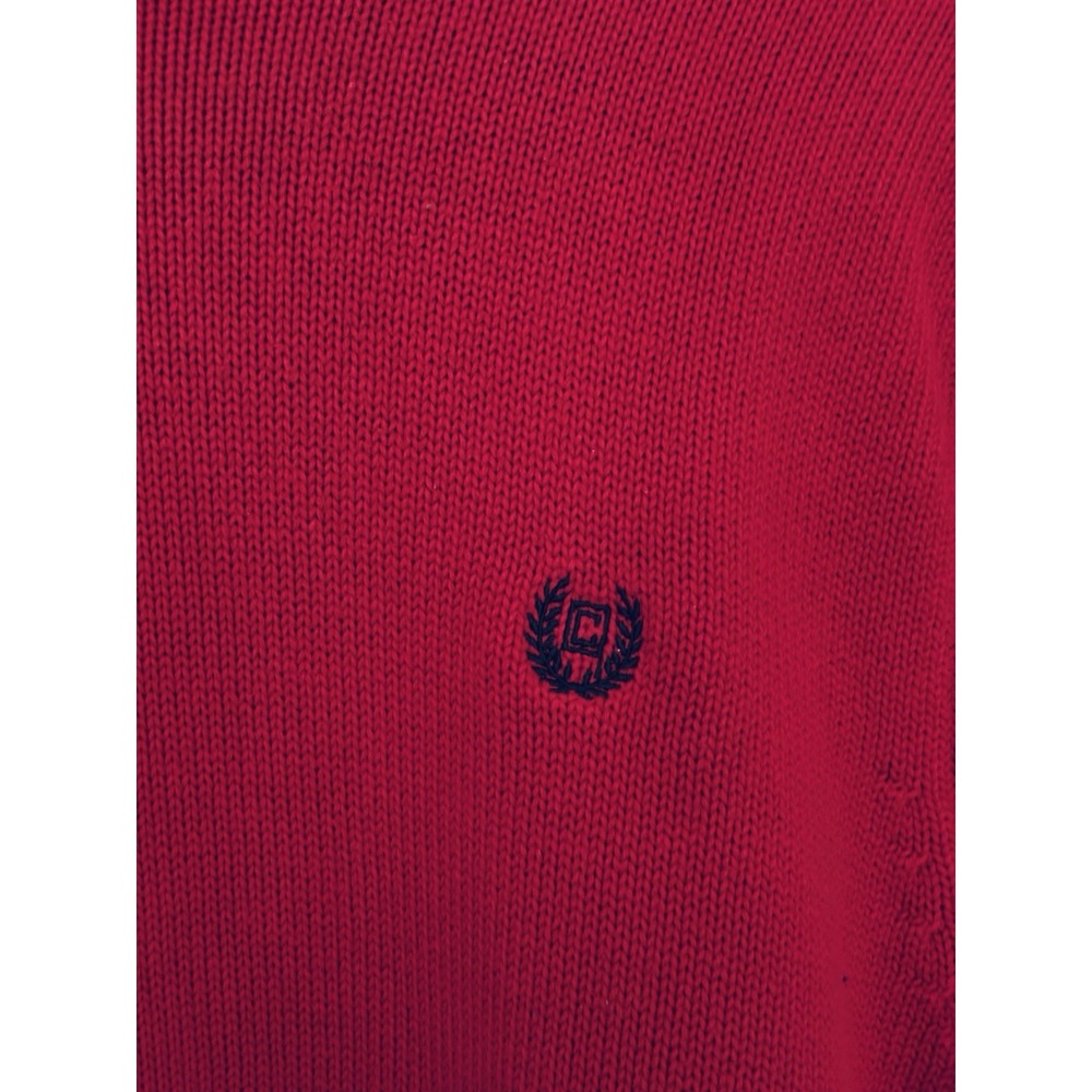 Chaps Ralph Lauren Sweater Men's Large Red Cable Knit Pullover Embroidered Crest - Picture 3 of 9